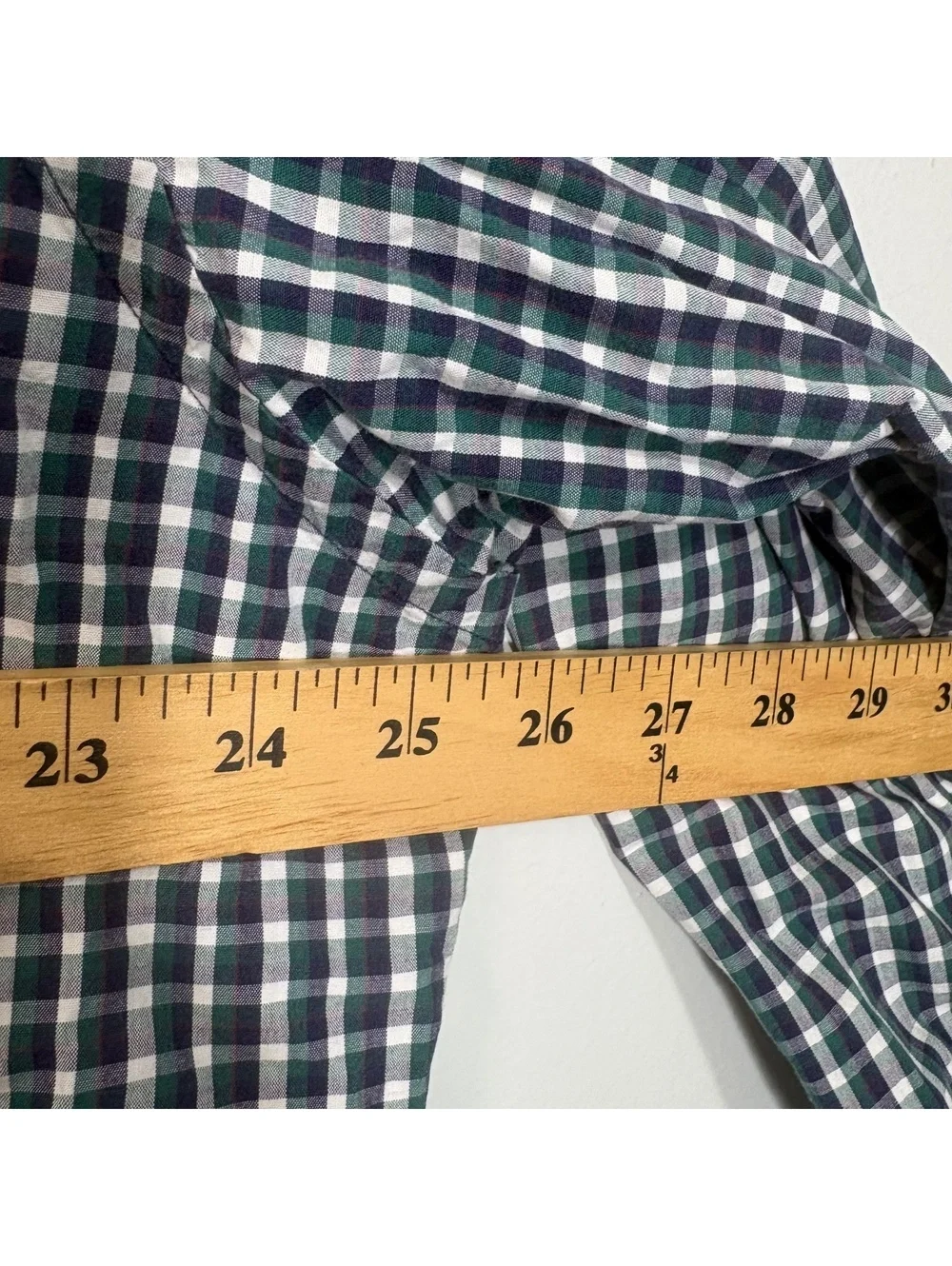 VTG Polo Ralph Lauren Whitfield Cotton Plaid Shirt Green, Navy & White - Large
